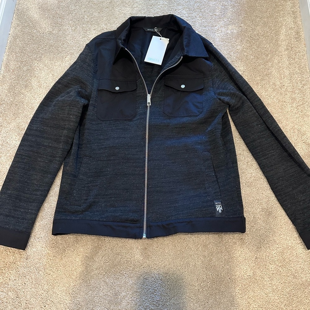 RON TOMSON RNT23 Black JACKET Full Zip Size L Made in Turkey NWT
